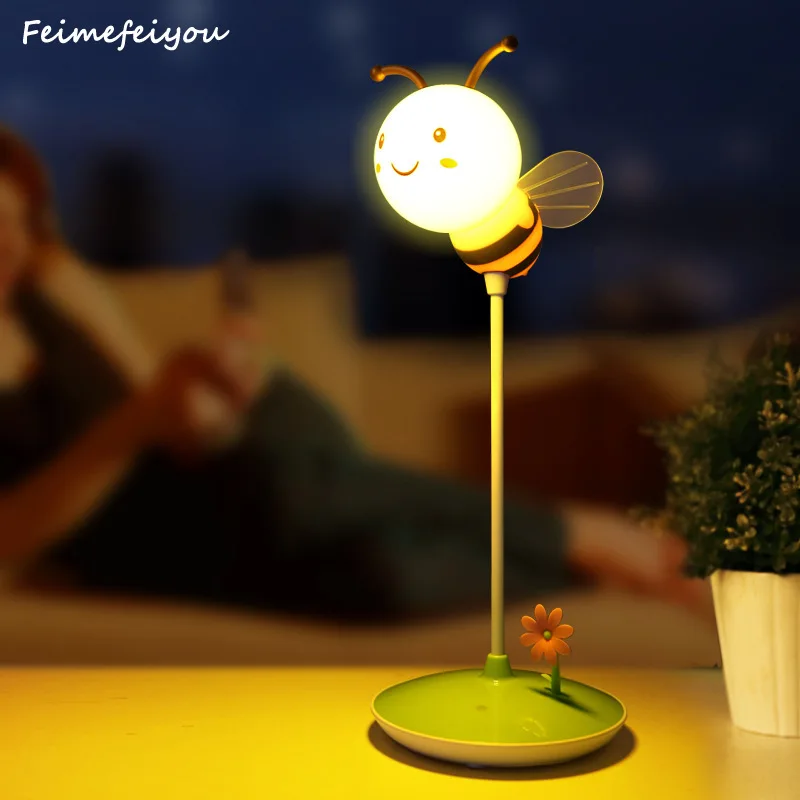 

Bee style USB LED cartoon table lamp touch dimmable desk lamp reading eye protection book lights child cartoon gift