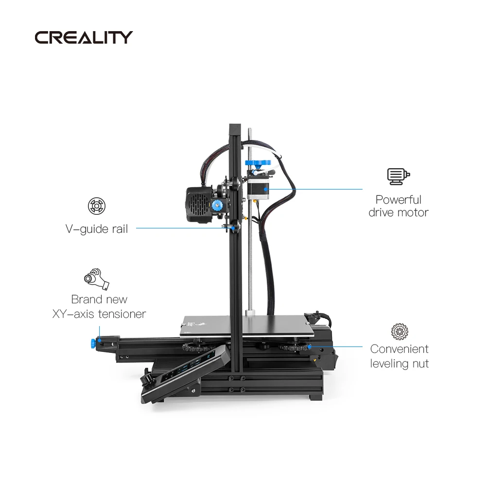 US $265.27 CREALITY 3D Ender3 V2 Mainboard With Silent TMC2208 Stepper Drivers New UI 43 Inch Color LCD Carborundum Glass Bed Printer