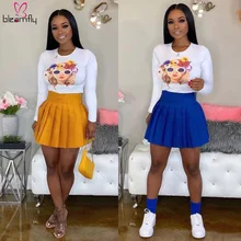 Повседневная плиссированная юбка для женщин с высокой талией, Сексуальная Мини юбка для вечеринок размера плюс, уличная одежда, женские свободные короткие юбки Харадзюку