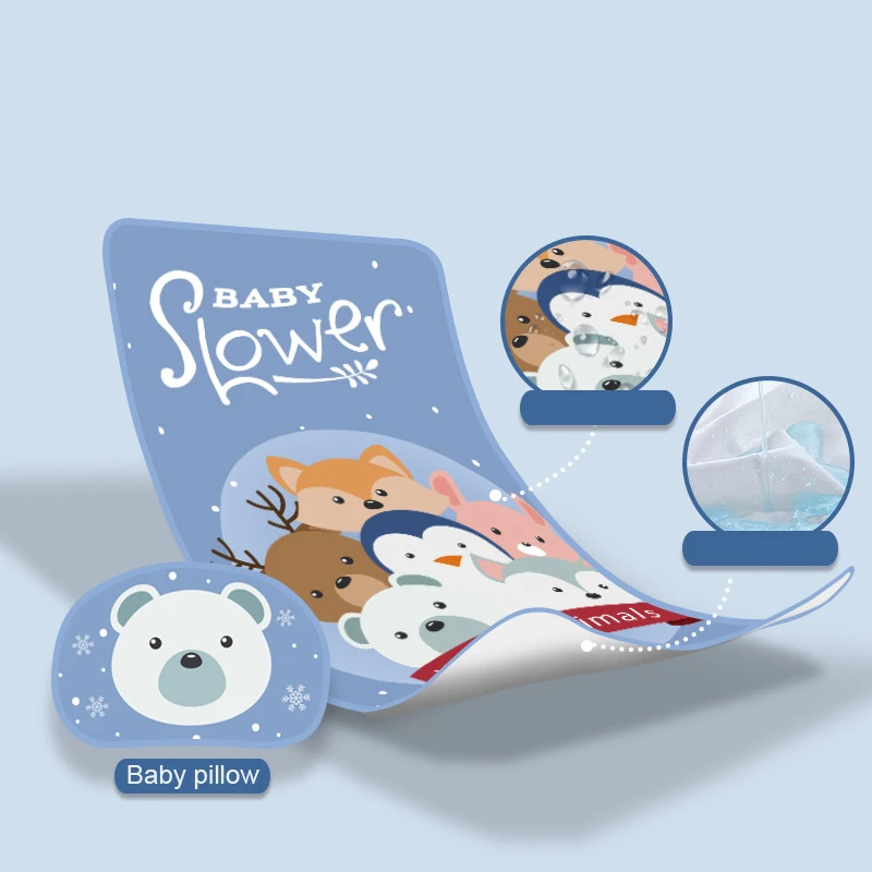 

Baby bedding Ice silk comfortable Newborn Diaper Pad Waterproof infant mattress Cartoon washable Baby bed linings