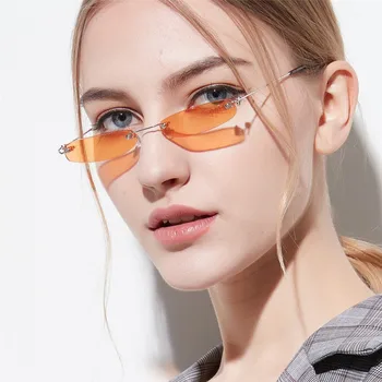 

New Arrival Fashion Style Small Lenses Frameless Transparent Colored Decorative Sunglasses Eyewear