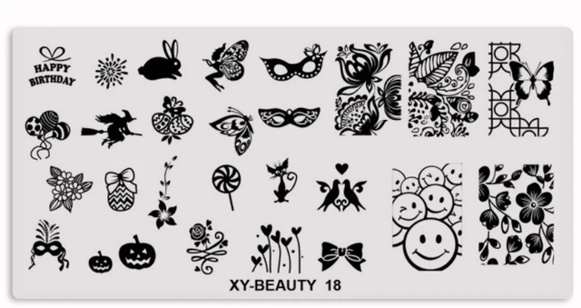 1 Pcs Mixed Design Line Animals Stainless Steel Nail Stamping Plates Rectangular Image Template DIY Manicure Stencils Tools XY-BE 18
