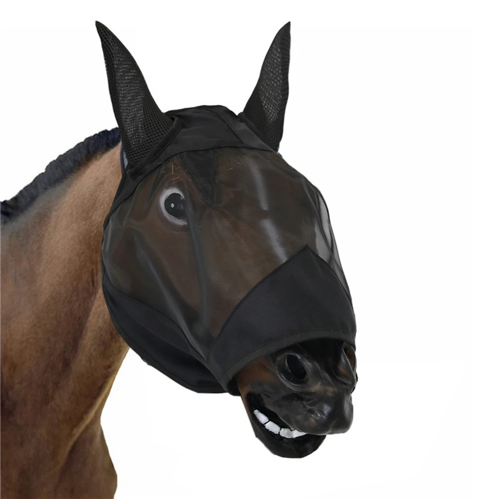 Breathable Anti-Fly Mesh Horse Mask Summer Equine Protects Eye Anti-Mosquito for Household Animal Horse Decoration