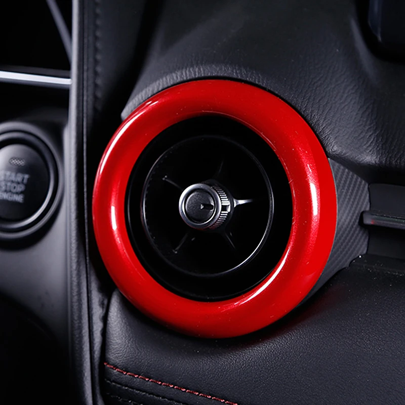 ABS-Red-Central-console-Air-Conditioning-Outlet-Ring-Cover-Trim-accessories-For-Mazda-2-Demio-DL