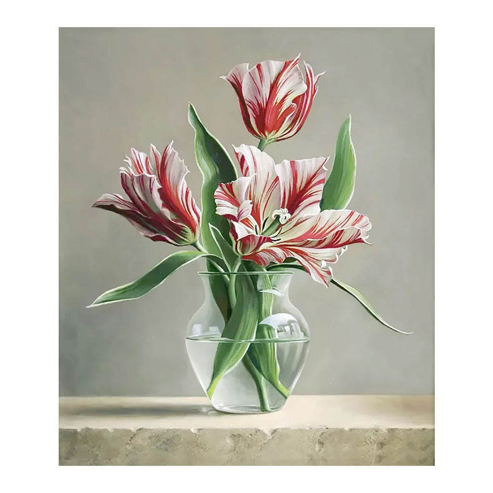 Tulips in Crystal Bottle Flower Vase Diamond Painting Round Full Drill Floral Nouveaute DIY Mosaic Embroidery 5D Cross Stitch | Дом и сад