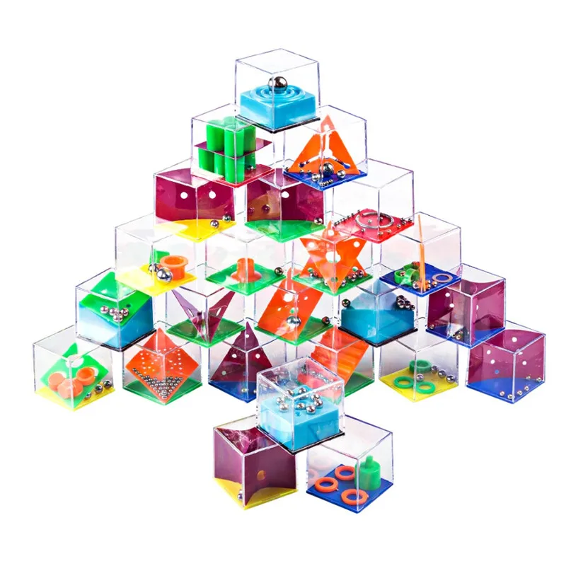 24 шт. баланс лабиринт игра головоломка коробки со стальным шариком Головоломка Развивающие игрушки подарок декомпрессионная игрушка для детей и взрослых - Цвет: 24pcs