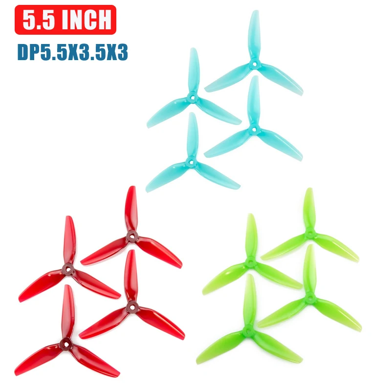HQProp DP5.5X3.5X3 с 3-мя лезвиями 5,5 дюймов поликарбонатовый Попо пропеллер 2CW/2CCW для небольшой гоночный Дрон с видом от первого лица и RC Квадрокоптер, Мультикоптер