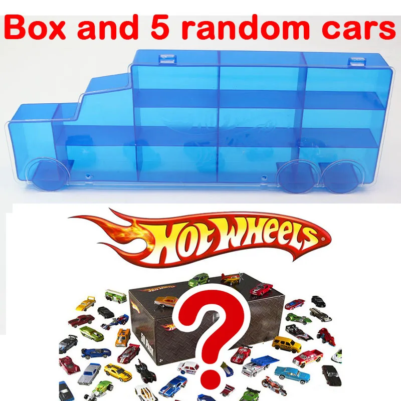 Hot Wheels портативный пластиковый ящик для хранения модель удерживает 16 автомобилей Литье под давлением игрушки Обучающие игрушки для детей мальчик Juguetes подарок - Цвет: truckbox and 5cars