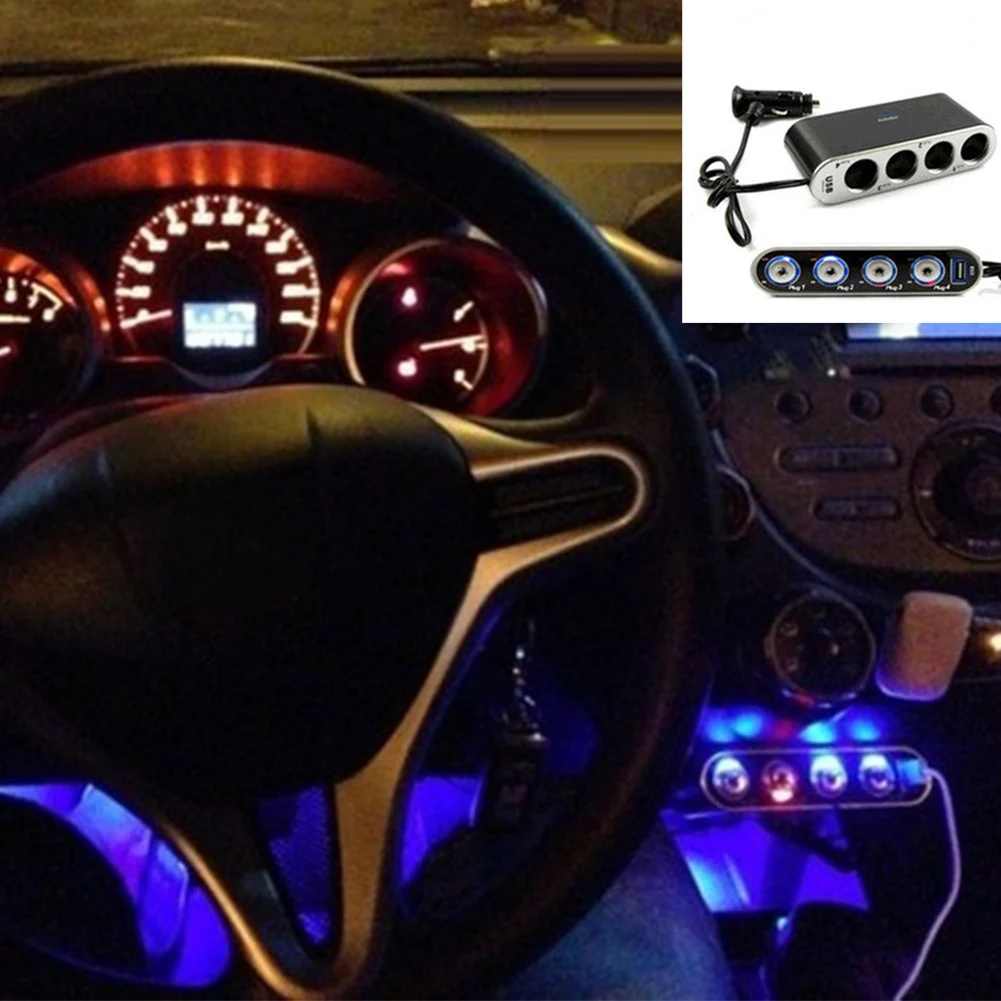 Автомобильный прикуриватель от одного до четырех+ USB порт прикуриватель автомобильный комплект от одного до четырех адаптер питания с переключателем