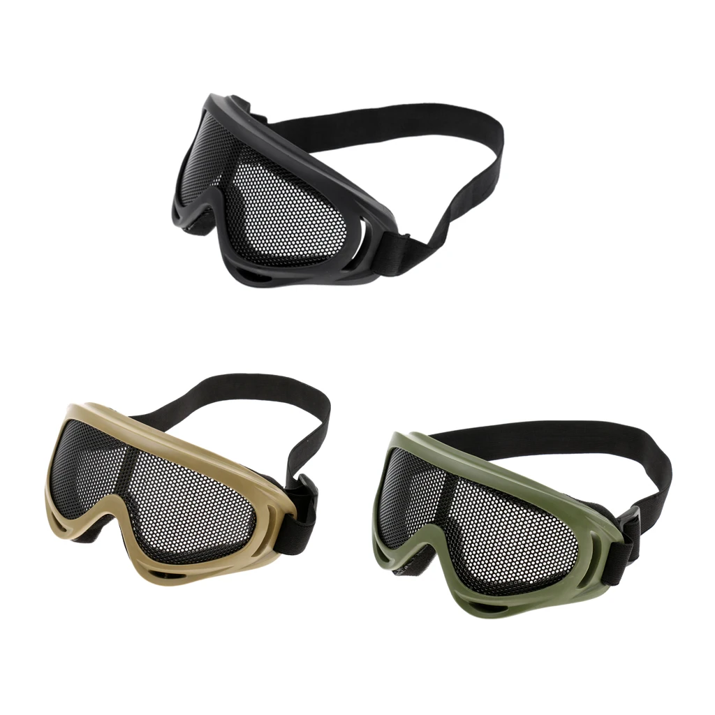 Outdoor Tactical Goggles Mask Safe Steel Mesh Eyewear Eye Protective Glasses for Shooting Hiking Climbing Hunting Military