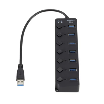 

7-port USB Splitter Box with Individual Switches Computer Multiport USB 3.0 Adapter Converter provide fast transmission speed