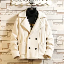 Autumn& Winter New Arrival Fur Casual Jacket Cotton Jacket Men's Lapel Double-breasted Loose Padded Coat Free Shipping