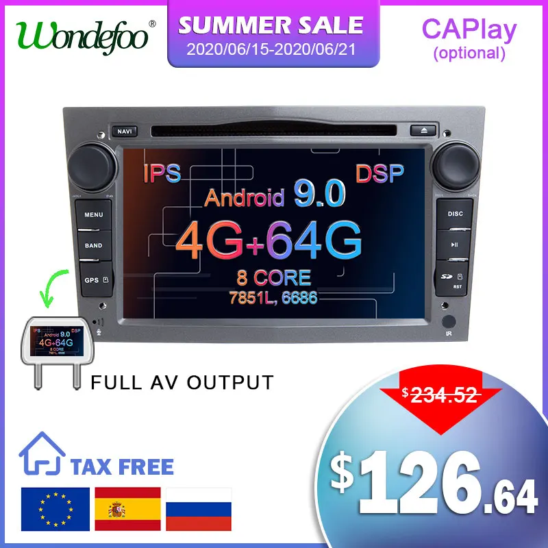 Автомобильный DVD плеер IPS DSP 4 Гб Android 9 0 2 DIN GPS для opel Vauxhall Astra H G J Vectra Antara Zafira Corsa Vivaro