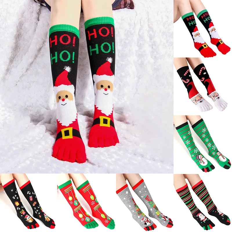 

1 Pair Casual Winter Christmas Five Finger Socks Sweat-absorbent Warm Toe Socks Keep Warm lady Christmas Gift