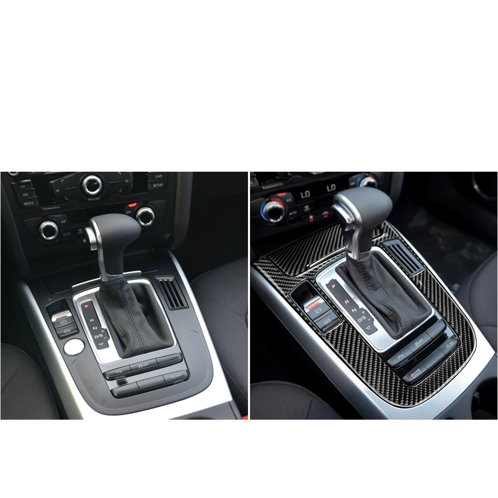 1 Set Carbon Fiber Interior Car Gear Box Panel Cover Trim for Audi A5 A4L Q5 2009- 2010
