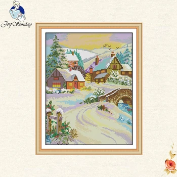 

Beautiful snow scene in winter Cross Stitch Patterns Counted Printed on Fabric 14CT 11CT Accessories Embroidery DIY Needlework