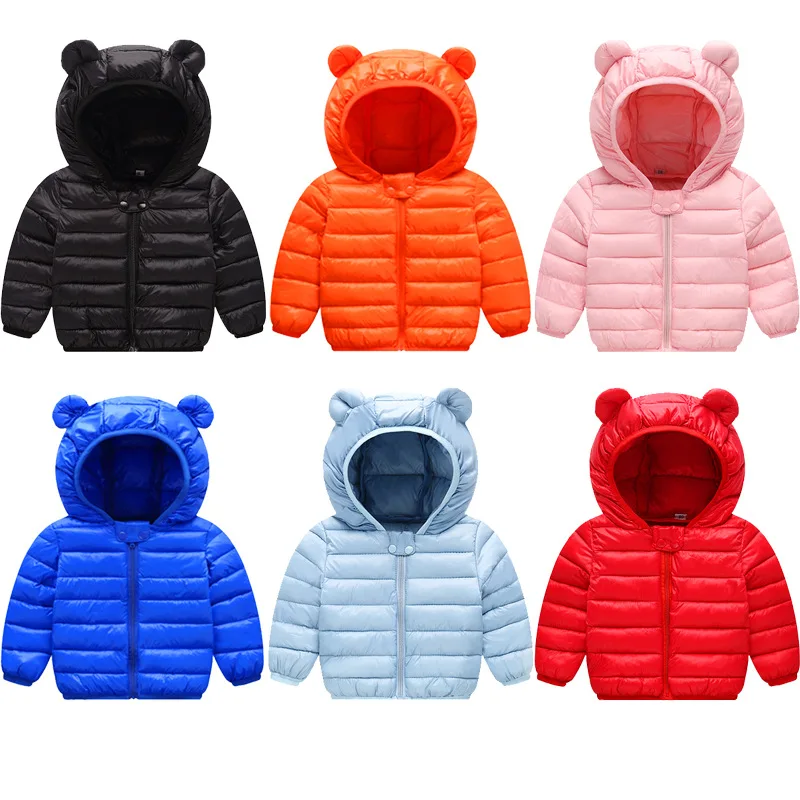 5 цветов, куртка для маленьких девочек зимние теплые хлопковые пальто с капюшоном для мальчиков и девочек, милый пуховик Детская одежда Одежда для детей