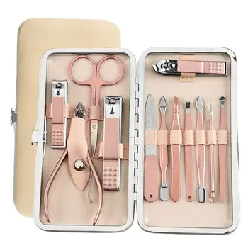 

1 Set Stainless Steel Nail Clipper Cutter Trimmer Scissor Tweezers Knife Ear Pick Grooming Kit Manicure Pedicure Tools