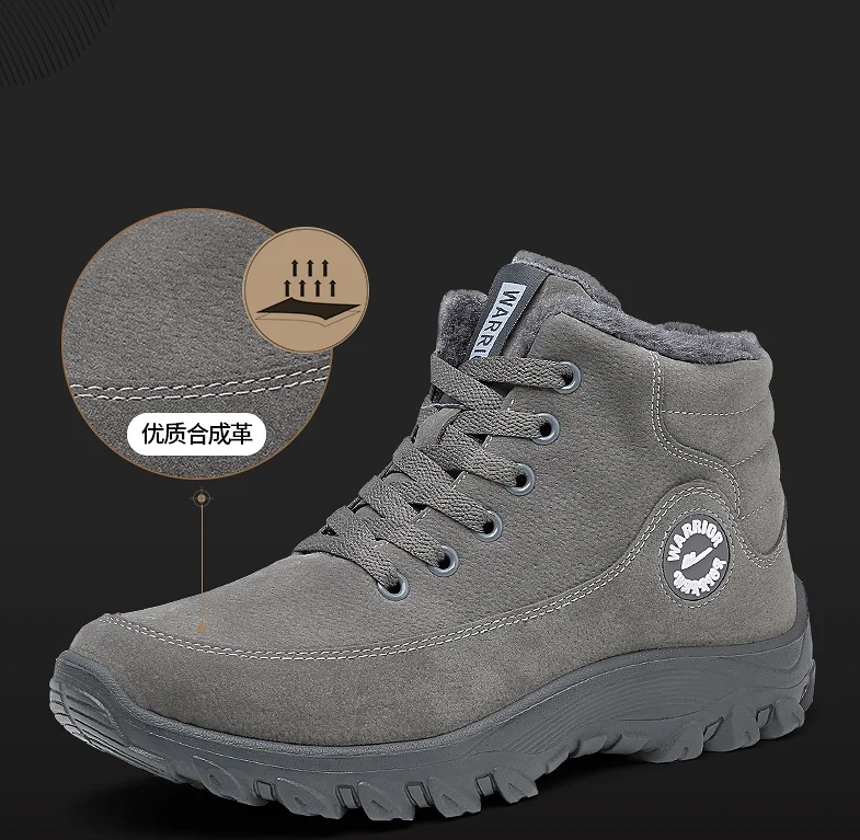 Retro Mens Fur Lined Snow Winter Warm Britsh Military Combat work Lace up Ankle Boots Casual High Top Shoes Fashion