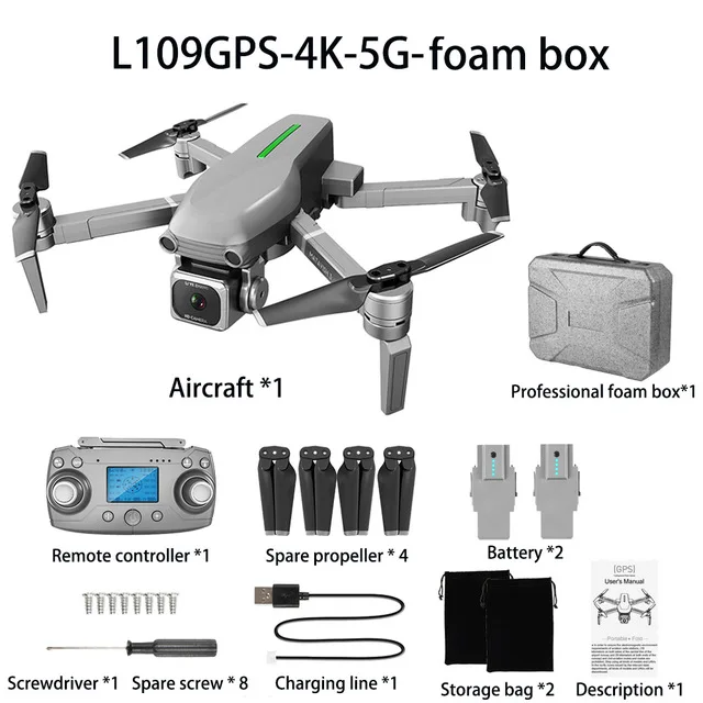 L109-foam box-2B Rc L109 Дрон с Gps 4k Hd камерой 5g Wifi Fpv Бесщеточный мотор складной селфи Rc Квадрокоптер дроны Профессиональный расстояние 1000 м - Цвет: L109-foam box-2B