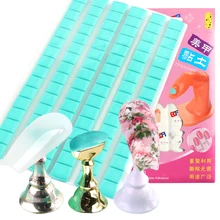 Colle adhésive pour ongles, argile pour fixer les faux-ongles, support amovible et réutilisable, outil de pratique de manucure