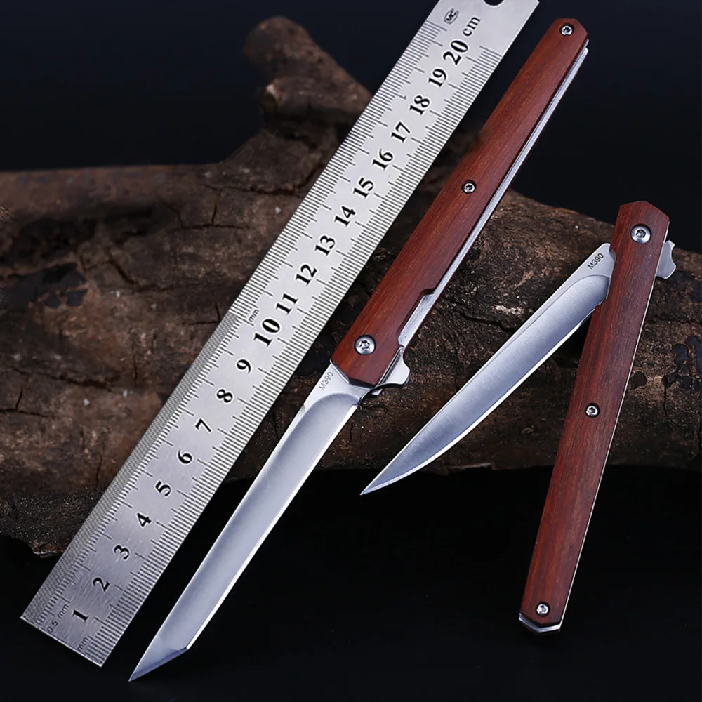 Складной карманный мини нож Flipper M390 с деревянной ручкой складной для охоты на