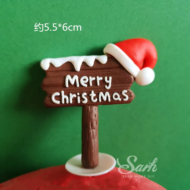 Merry Christmas Tree Arch Cake Topper for Xmas Party Supplies Snowman Santa Claus Decoration Baby Shower Baking Kid Love Gifts - Color: Street sign