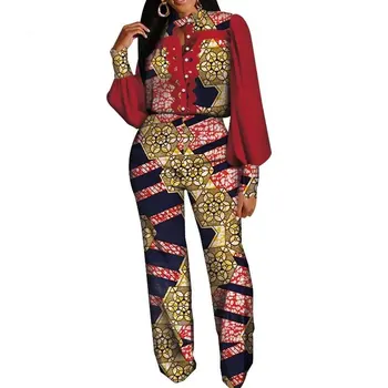 

African top and Pants Suit Women Full Sleeve Ladies Suits Two Pieces Women African Clothing Long Pants 5899