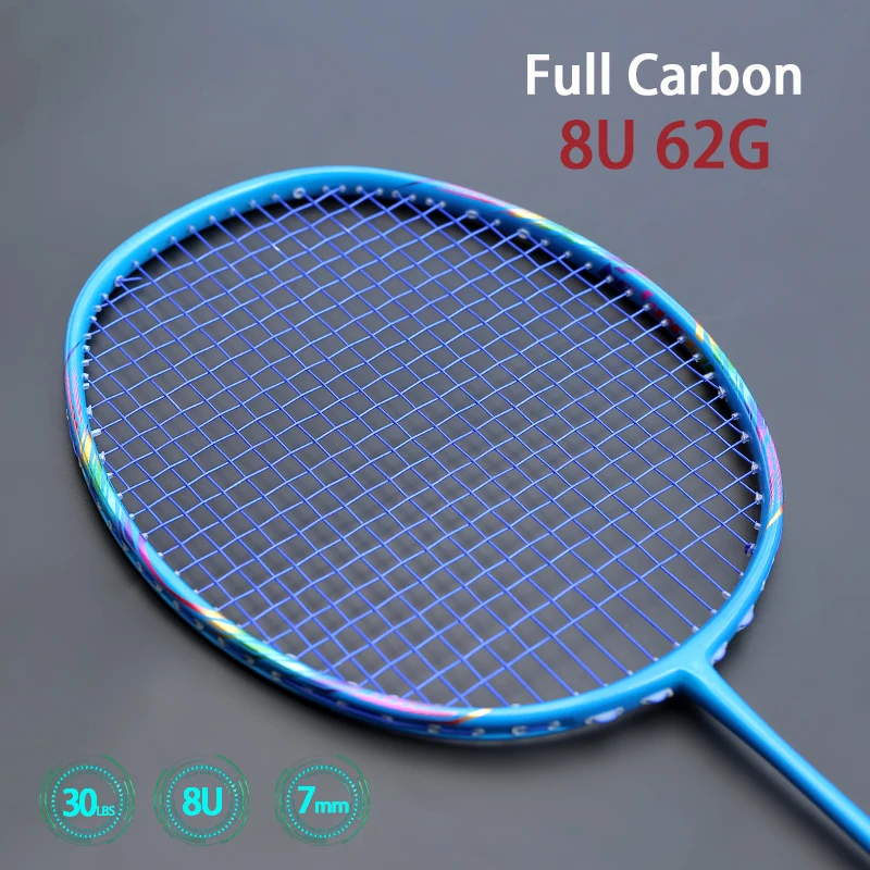 大人用100% カーボンファイバーバドミントンラケット,超軽量,8u,65g