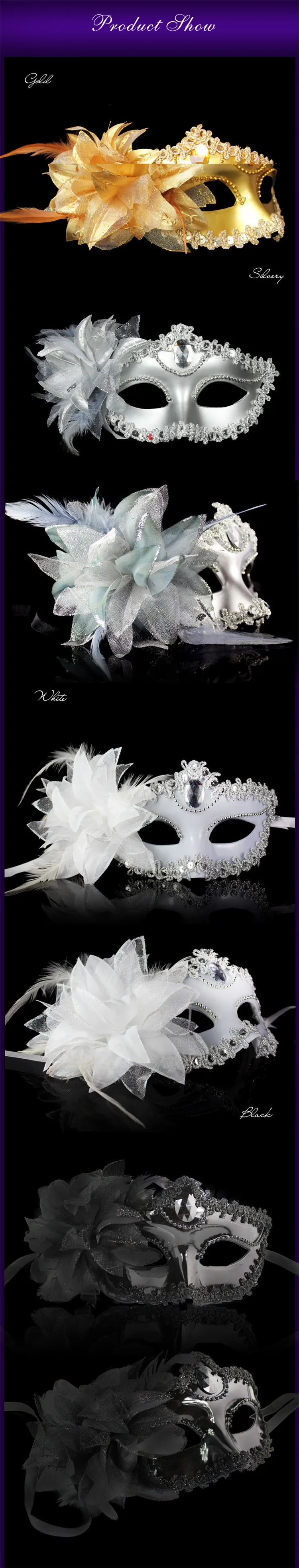 Venice Half Face Lily Feather Mask Fancy Ball Party Princess Mask Masquerade Masks Sexy Woman Eye Mask FA10 (9)