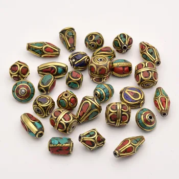 

50Pcs Brass Handmade Tibetan Style Bead Spacer Beads for Jewelry Craft Making