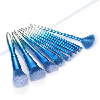 

10pcs Gradient Plating Brush Eyeshadow Blush Lip Eyebrow Foundation Makeup Brush Set