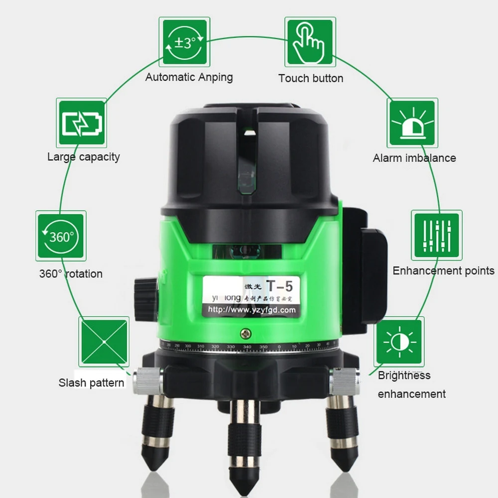 

Laser Level Professional 3D 2 3 5 Cross Line Laser Level 360 Vertical Level Automatic Self-leveling Mode Measurement Tool