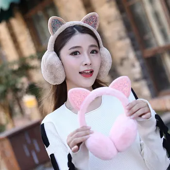 

women winter Cat Warm Faux Fur Fluffy Earmuffs Earwarmers Novelty Cute Womens Girls Headband Ears Soft Winter Accessories 2019