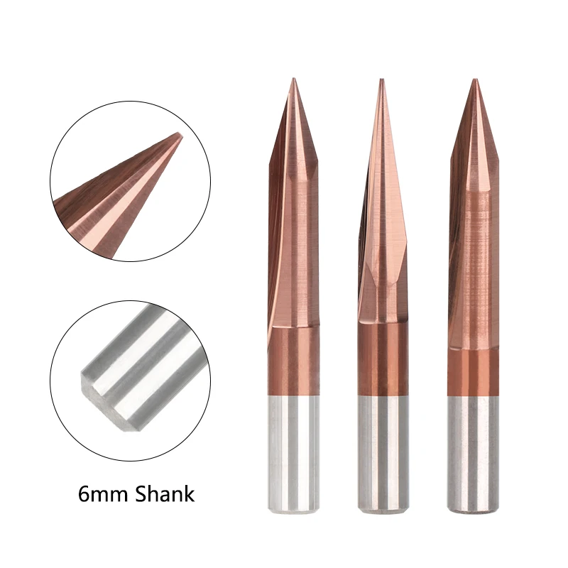 XCAN CNC 조각 비트 6mm 생크 V 모양 초경 엔드 밀 TiCN 코팅 2 플루트 밀링 커터 조각 비트 CNC 기계 라우터 비트