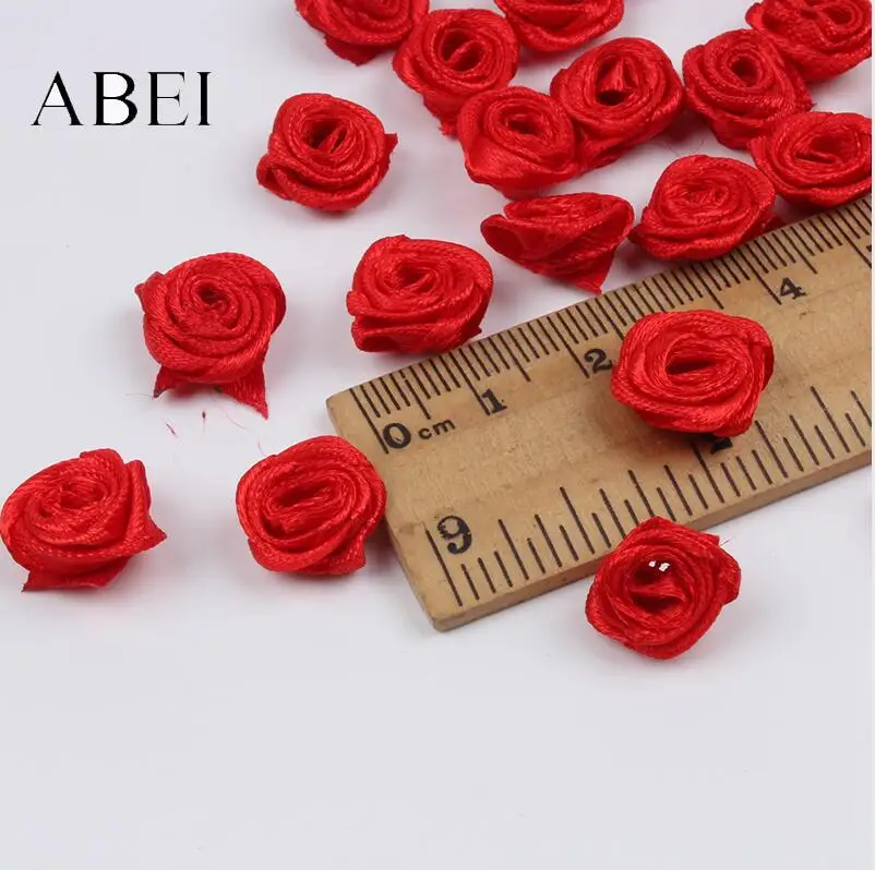 300pcs Multicolor Mini Satin Ribbon Rose Heads for Crafting and Decoration