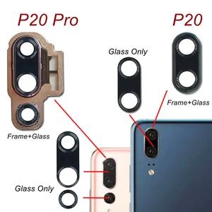 Cheap الخلفية الكاميرا الخلفية عدسة الزجاج لهواوي P20 لايت P20 برو عدسة الكاميرا الزجاج مع حامل الإطار الحافة حلقة غطاء لاصق استبدال Countystanford Info Store