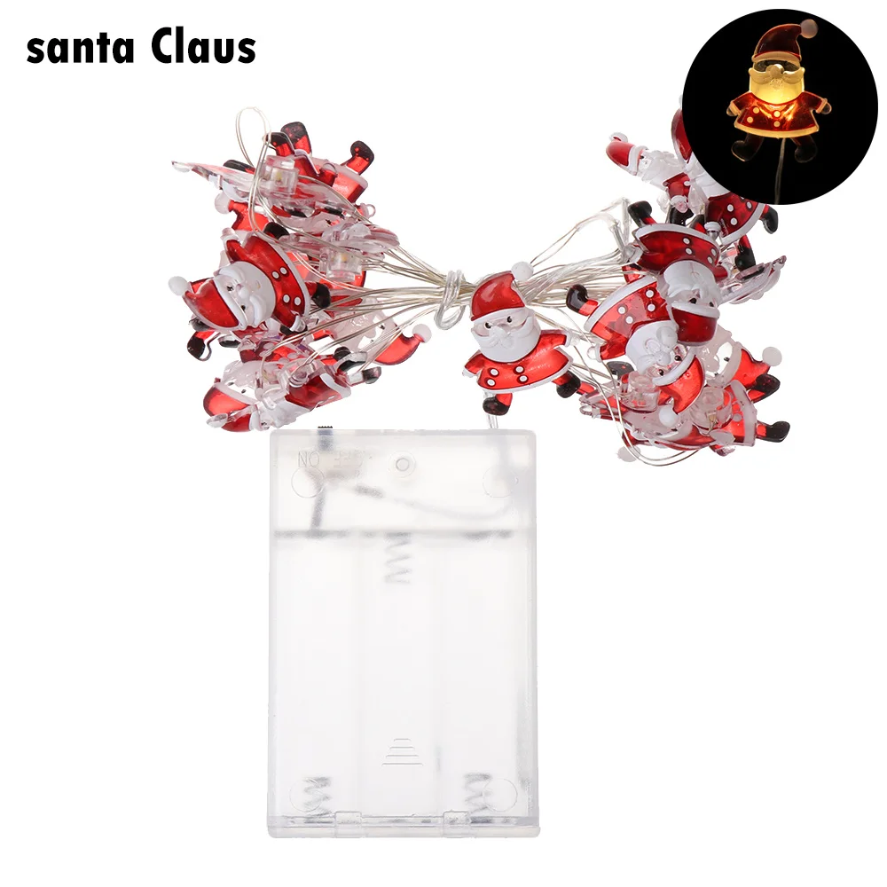santa Claus 2 м 20 светильник s, Рождественское украшение, олень, снеговик, пентаграмма, маленькая тростниковая Рождественская елка, светодиодный Сказочный светильник для занавесок, Свадебный декор - Испускаемый цвет: santa Claus
