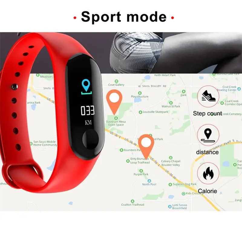 M3 цветной экран браслет носимый Водонепроницаемый Bluetooth Смарт-Браслет спортивный фитнес-трекер кровяное давление часы