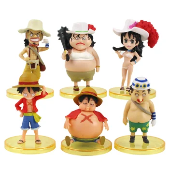 

6Pcs/set One Piece Mini Decoration Dolls Luffy Nami Usopp Swimsuit Pirates PVC Action Figure Toys