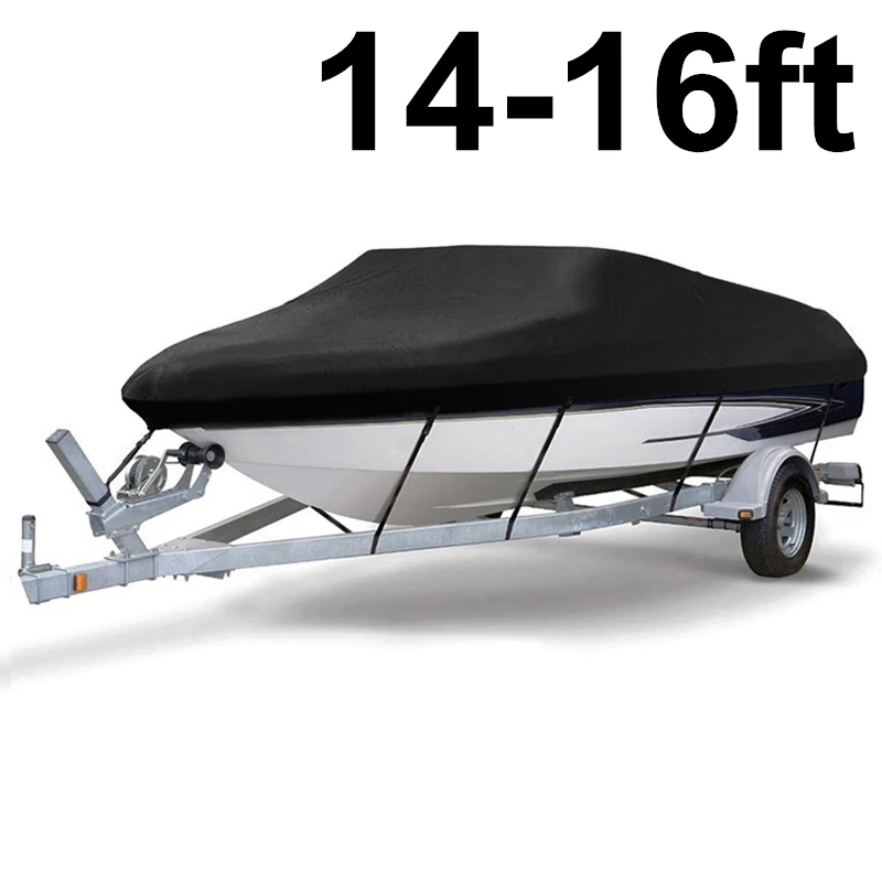 Крышка лодки 210D Оксфорд Fabric11-13ft Trailerable Водонепроницаемый солнцезащитный 14-22ft УФ протектор сверхмощный Speedboat чехлы-тенты для лодки пальто - Цвет: 14-16ft