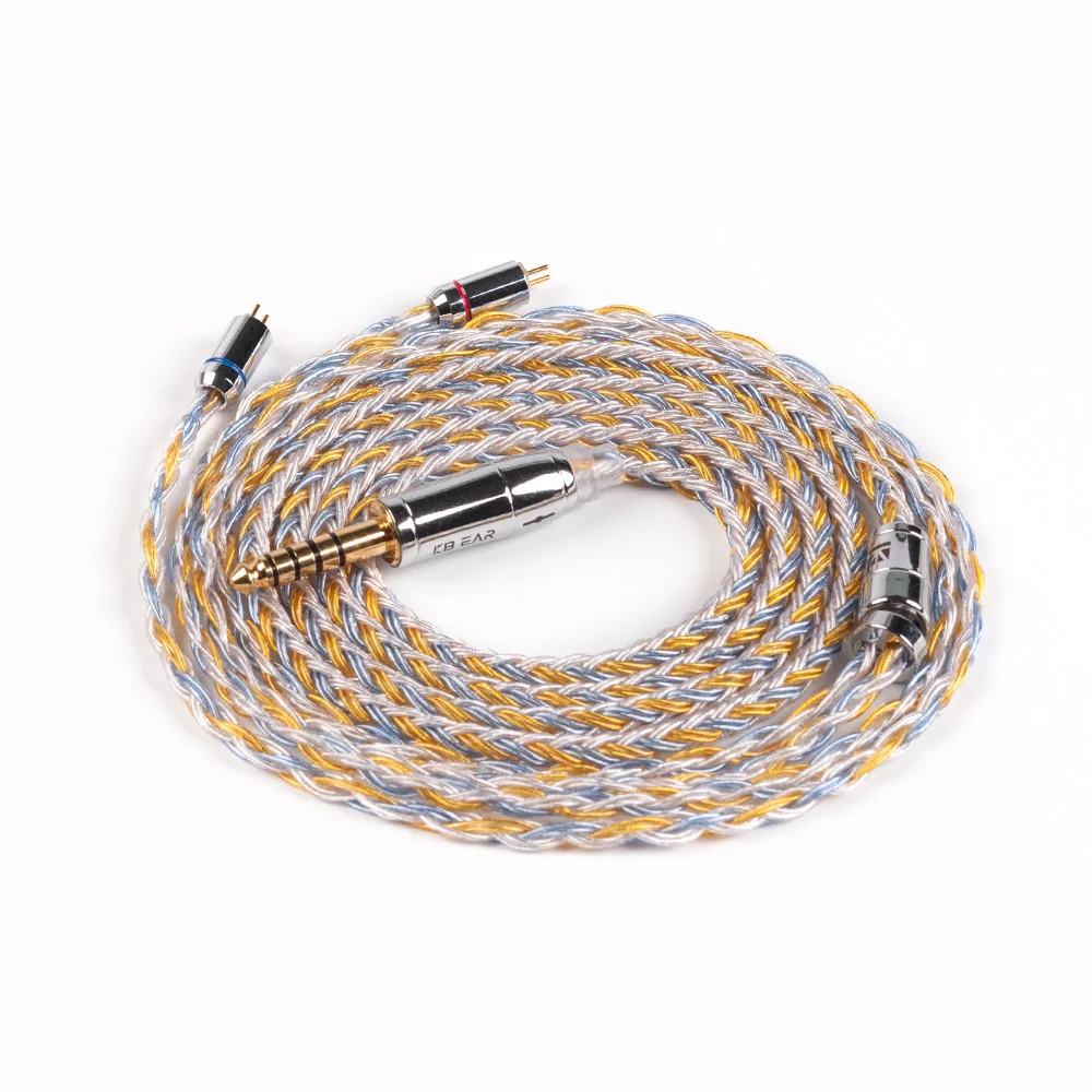 KBEAR 16 core посеребренный кабель с 2,5/3,5/4,4 кабель для наушников для KB06 A10 C10 ZS10 ZST IM2 X6 - Цвет: 2 pin 4.4mm