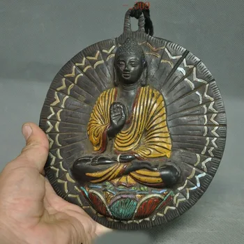 

wedding decoration Tibet temple bronze Painted Sakyamuni Shakya Mani Tathagata Shrines Wall hanging