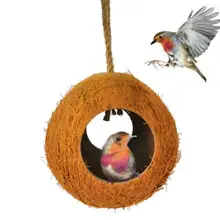 Кокосовая Скорлупа птица хомяк гнездо Домашнее Животное попугай волнистые Висячие игрушки декор для клетки