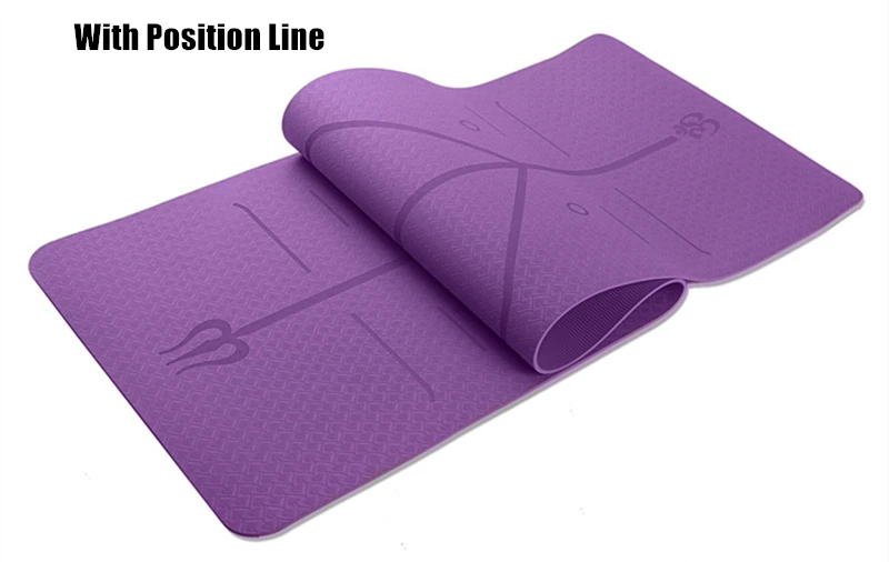 With Position Line 6 мм TPE коврик для йоги, противоскользящий, для занятий спортом, фитнесом, упражнений, пилатеса, тренажерного зала, для похудения, для начинающих 183*61 см, коврик для гимнастики, Estera de - Цвет: With Position Line