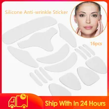 16 Pçs/set Reutilizável Silicone Anti-rugas Rosto Bochecha Queixo Testa Adesivo Adesivo Tiras Patches Facial Removedor de Rugas