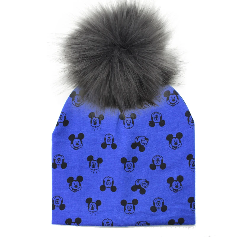 New Baby Cap Cotton Faux Fur Pompom Hat For Boy And Girl autumn and Winter Hat skullies beanies Children's Hats Caps Bonnet