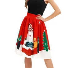 Счастливого Рождества Стиль Женщины Высокая талия Офисная Женская юбка Harajuku плиссированные красные юбки