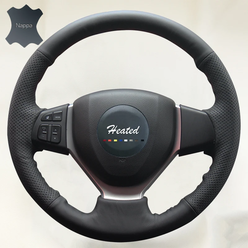 

Genuine Leather Steering Wheel Cover for Suzuki CELERIO S-CROSS SX4 2013 2014 Suzuki Vitara 2015 braid on the steering wheel