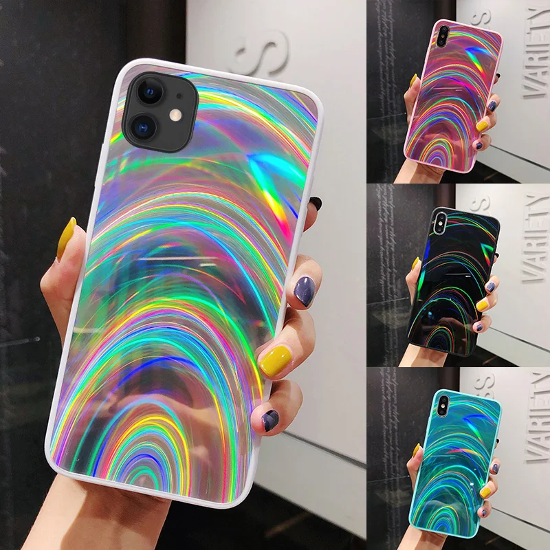 Радужный 3D зеркальный чехол для телефона iPhone 12 Mini 11 Pro XS Max XR X 7 8 6 6S Plus SE 2 2020 цветной